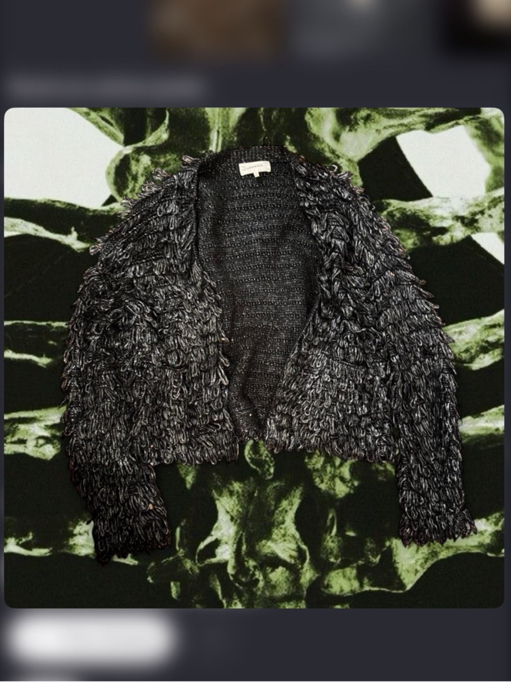 THE GREAT. Black Loop-Texture metallic 
 Cardigan